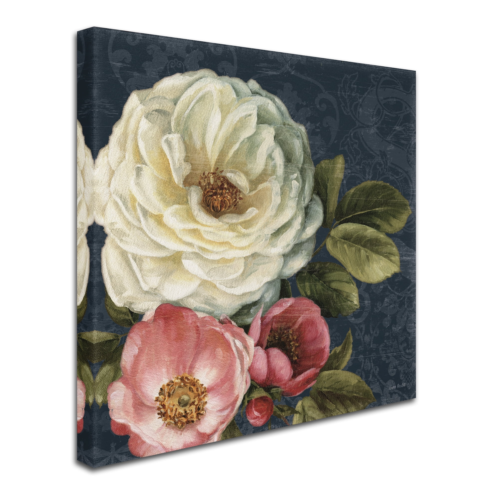 Trademark Fine Art 'Floral Damask II on Indigo' Canvas Art by Lisa Audit