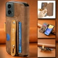 thumbnail image 2 of Compatible with Motorola Moto G 5G (2024) Wallet Case with RFID Blocking Card Holder Fashion PU Leather Contractible Wrist Kickstand Shockproof Anti-fall Flip Phone Case Cover,Brown, 2 of 13