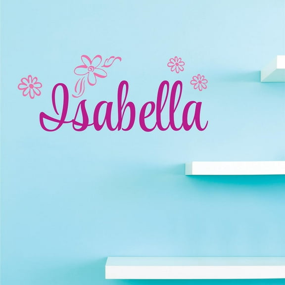 Personalized Name Vinyl Decal Sticker Custom Initial Wall Art Personalization Decor Sticker Flowers Girl Bedroom Pink Bedroom 4 Inches X 12 Inches
