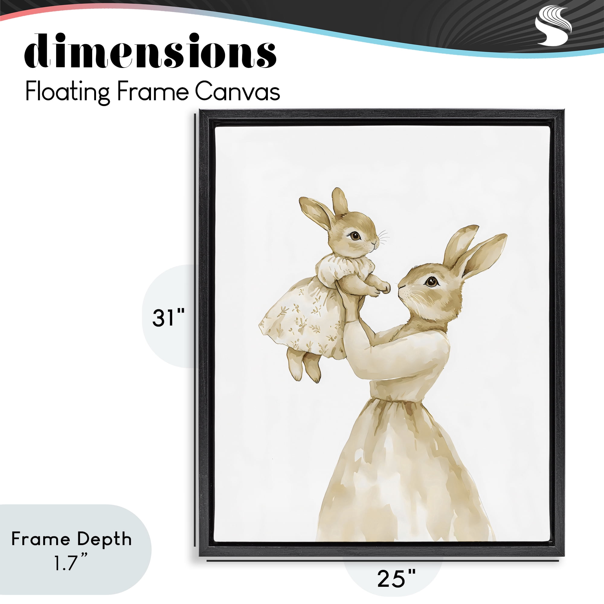 Stupell Industries Tender Mama Rabbit Black Framed Floater Canvas Wall Art, design by Arlington Prints