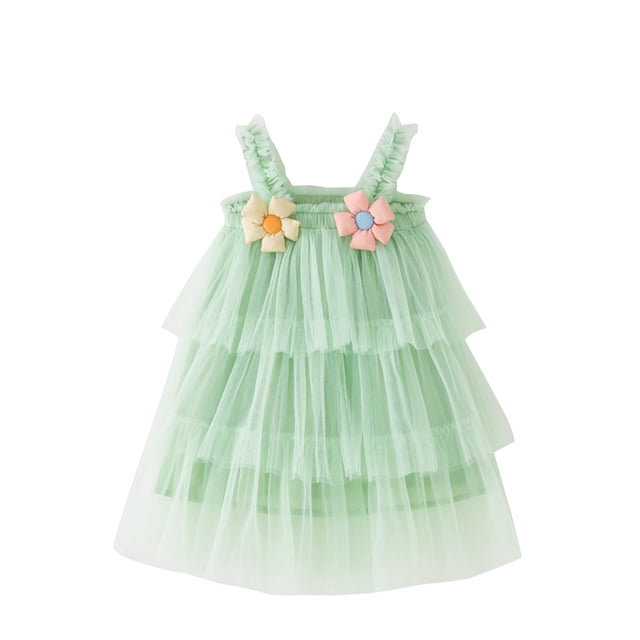 COM1950s Robe d'Été Décontractée, Jupe à Fleurs Sans Manches en Maille pour Enfants