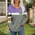 thumbnail image 7 of Womens Long Sleeve Henley Shirts Curved Hem Casual Color Block Tunic Tops with Pocket Fall Winter Trendy Clothes, M Gray, 7 of 7