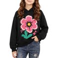 thumbnail image 2 of Wilak Girls Flower Print Hoodies Sweatshirts Pullover Long Sleeve Casual Cute Kids Fall Tops Black 2T, 2 of 7