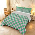 thumbnail image 2 of Manfei Contemporary Grid Queen Comforter Set,Checkered Art Comforter Sets Queen,Green Pink,Light Gray Reversible,3 Pieces,1 Comforter and 2 Pillowcases,3 Pieces,1 Comforter and 2 Pillowcases, 2 of 7
