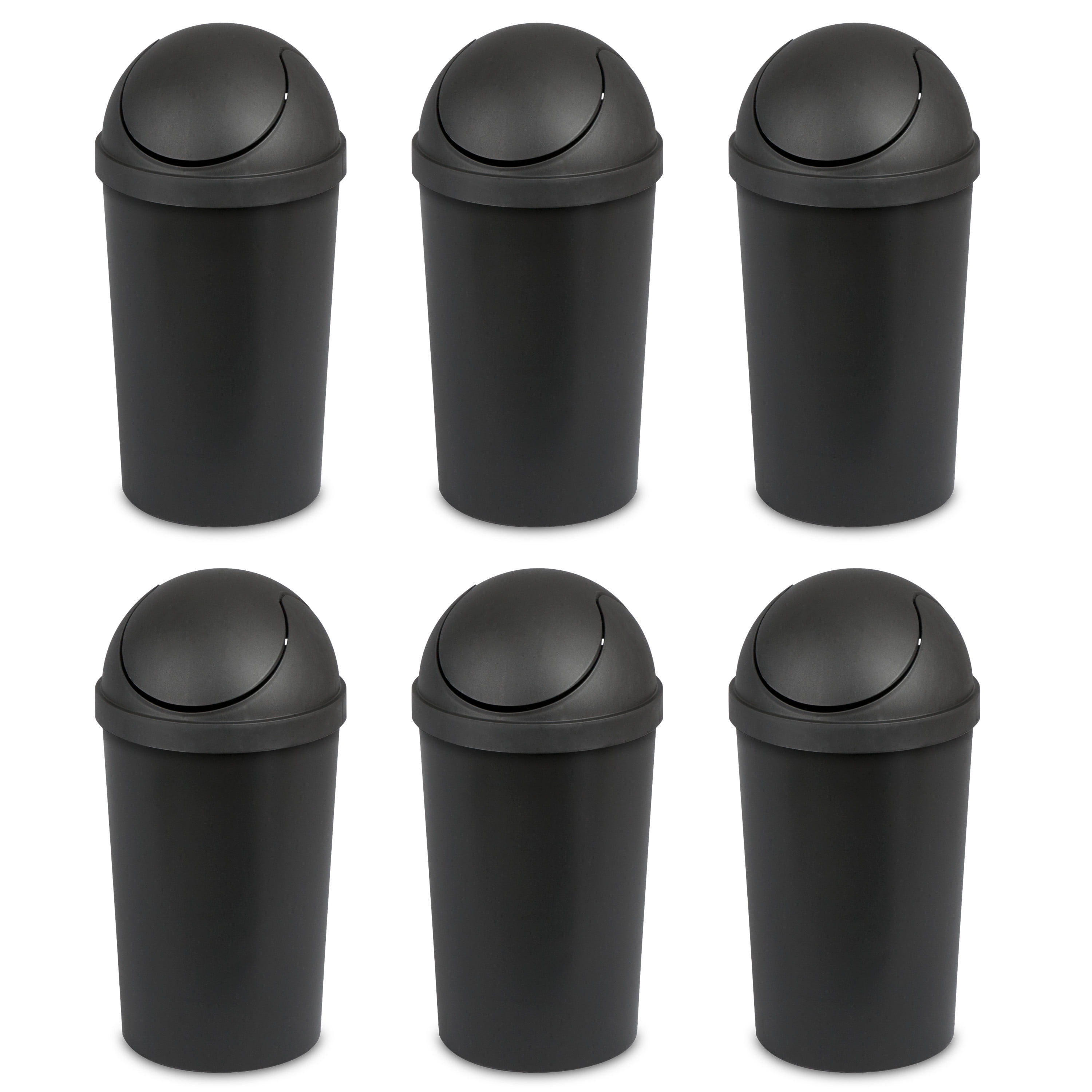 Sterilite 3 Gal. Round SwingTop Wastebasket Black Set of 6 Walmart