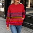 thumbnail image 6 of IUYRTFE Women's Colorful Striped Crew Neck Long Sleeve Sweatshirt – Relaxed Fit Casual Pullover for Fall, Winter, and Daily Wear, 6 of 6