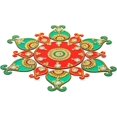 thumbnail image 2 of Designer Rangoli Réutilisable Rond Rangoli Acrylique Rangoli Décorations de Festival Traditionnel Indien Navratri Décoration de Sol Cadeau pour Maison Intérieur Pendaison de Crémaillère (Taille:-14 Pouces) (Rouge, Vert), 2 of 5