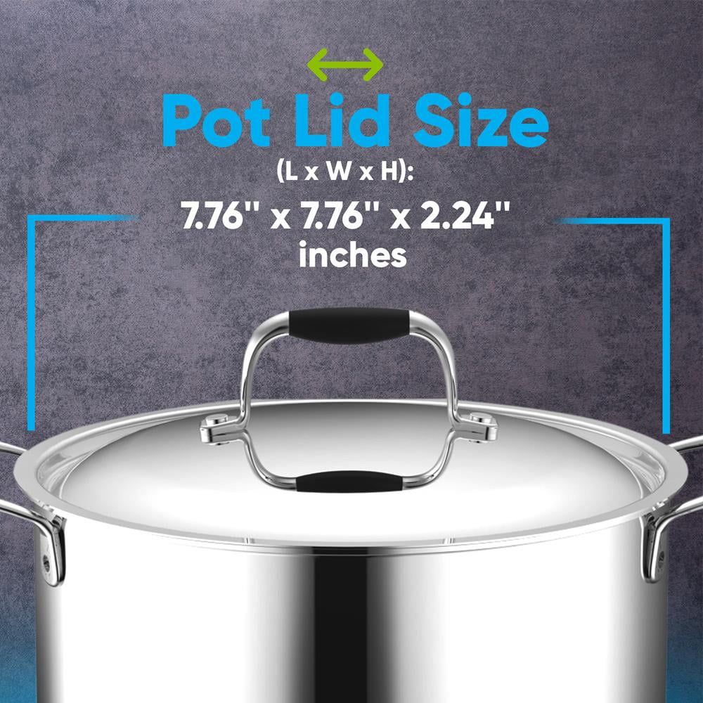 NutriChef Stainless Steel Dutch Oven Lid Sturdy & Durable Stain-Resistant 3 Quart Kitchen Cookware