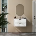 thumbnail image 5 of 31.5" Bathroom Vanities Cabinet with Sink Combo, Wall Mounted Floating Cabinet With Decor Line, Soft-Close System, 2 Extra Big Drawers, White, 5 of 9
