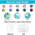 thumbnail image 2 of 200pcs DIY Natural & Dyed Ocean White Jade Beaded Stretch Bracelet Making Kits Including 10 colors Round Beads and Flat Elastic Thread Mixed color 8mm Hole: 1mm, 2 of 7