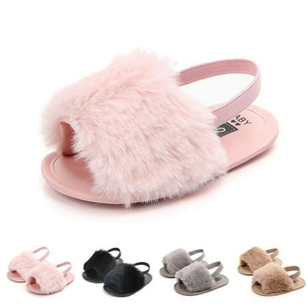 

Newborn Toddler Girl Fur Sneakers Baby Girl Summer Shoes Soft Sole Sandals