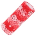 thumbnail image 1 of Rollo de tul navideño de copos de nieve de 15 cm y 10 yardas, cinta de organza brillante con forma de copo de nieve para decoración navideña, envoltura de regalos y decoración de fiestas (rojo), 1 of 6