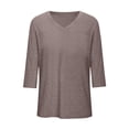 thumbnail image 4 of BLVB Womens Plus Size T-Shirts V Neck 3/4 Sleeve Tops Spring Fall Shirts Casual Basic Loose Fit Tunic Tees Clothes, 4 of 6
