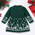 thumbnail image 3 of IWEMEK Little Girls Sweater Dress Warm Kintted Casual Fall Green Dresses Reindeer Snowflake Cuteness Outfits 9-12M, 3 of 8