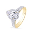 thumbnail image 3 of 2CT 10K Solid Yellow Gold Bridal Ring Set Teardrop Lab Created Moissanite Diamond Halo Engagement Ring Pear Promise Ring Marquise Wedding Band for Women G-H/VVS1 Certificate of Authenticity, 3 of 6