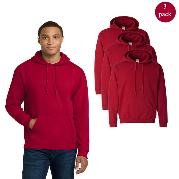 Gildan Heavy Blend Fleece Sweatshirt for Men, 3 Pack Pouch Pocket Antique Cherry Red Hoodie, S