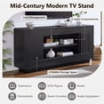 thumbnail image 2 of KeyWhat TV Stand for TVs Up to 80", Modern Entertainment Center with Storage Cabinet & Open Shelves, Cable Management for Living Room, Black Oak, 2 of 7