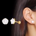 thumbnail image 1 of Boucles d'Oreilles Clous Roses pour Femmes Fleur Acrylique Or Acier Inoxydable Vis Arrière, 1 of 6