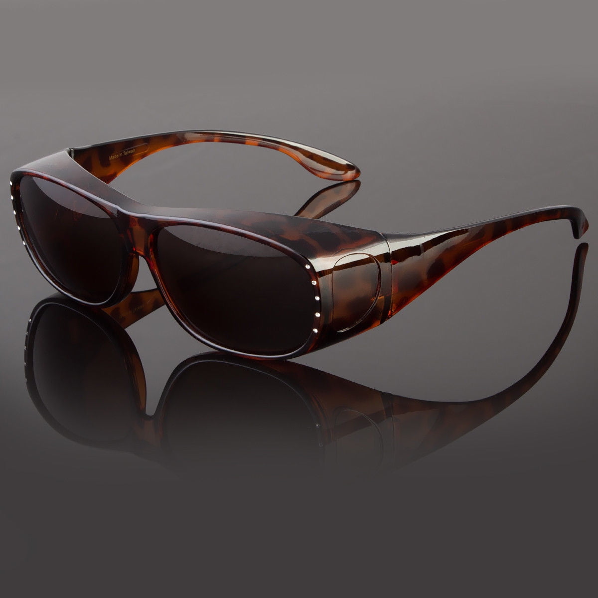 POLARIZED Rhinestone cover put over Womens Sunglasses wear Rx glass fit driving