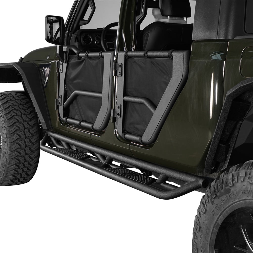 Hooke Road Pair Side Steps Running Board Nerf Bar for 2020-2025Jeep Gladiator JT Black