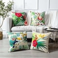 thumbnail image 4 of CHAO Juego de 4 Fundas de Cojines para Exteriores de 45x45 cm, Fundas de Almohada Impermeables para sofá con Estampado de Plantas Tropicales, Flores y pájaros, para decoración de Patio, jardín, Sala d, 4 of 5