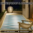 thumbnail image 6 of SIXHOME Outdoor Rug with LED Strip Lights 9'x12' Waterproof Reversible Patio Rug Portable Modern Indoor Outdoor Rug Plastic Straw Rug for RV Camping Garden Picnic Deck Backyard Boho Porch Decor Teal, 6 of 8