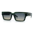 thumbnail image 5 of Luxe Lion Head Jewel Hinge Narrow Rectangle Horn Rim Plastic Sunglasses Green - Brown Smoke, 5 of 8