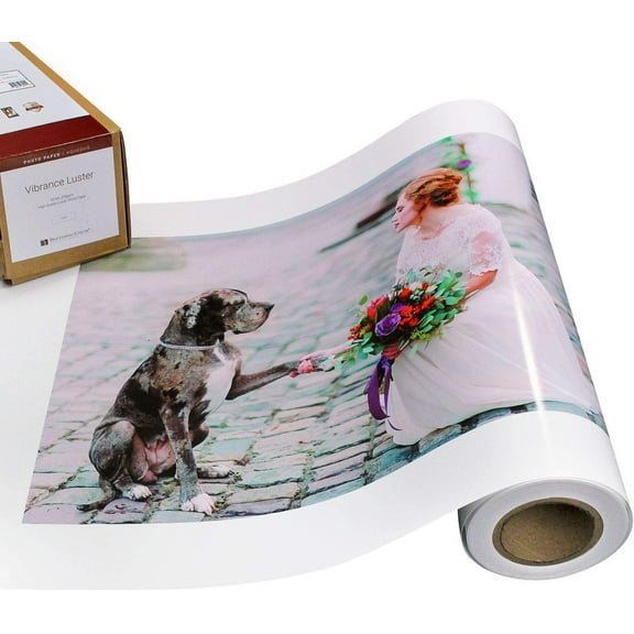 Vibrance Luster Photo Printer Paper 10 mil 255 gsm Luster Finish Premium Photo Paper Roll on 3in 24 inches x 100 feet Works with Most Inkjet Printers Including Professional Makes and Models