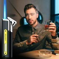 Nsxcdh Windproof Butane Torch Lighter Long Slim Refillable Blue Flame 3.31x0.43x0.87 in Safety-Lock Pocket-Size Edc,Adjustable Flame Knob,Quick Ignition for Cigarettes Pipes Outdoor,Items