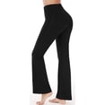 thumbnail image 3 of Pantalones de yoga para mujer con bolsillos, pantalones de entrenamiento de cintura alta para mujer, pantalones de trabajo con corte pirata, pantalones de vestir, 3 of 6