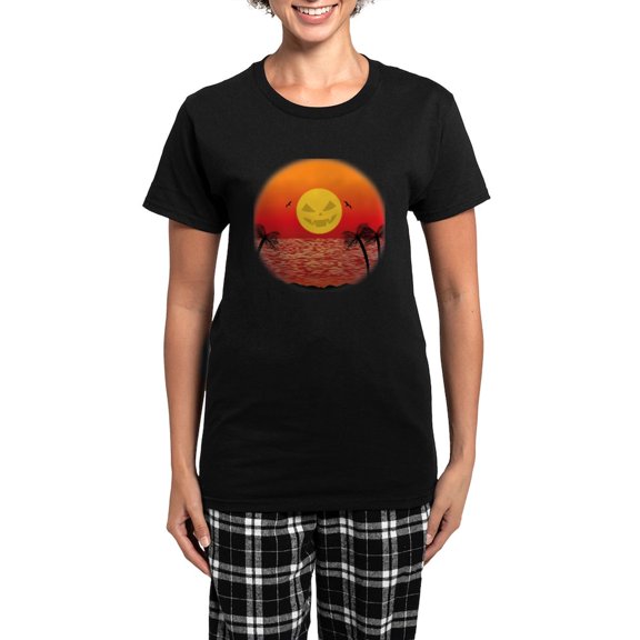 CafePress - Tropical Halloween - Women's Short Sleeve Print T-Shirt and Pants Dark Cotton Pajama Set