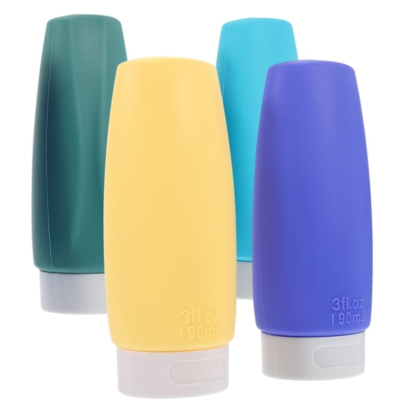 4pcs Silicone Travel Bottles Toiletries Dispensers Refillable Empty Lotion Shampoo Containers(90ML)