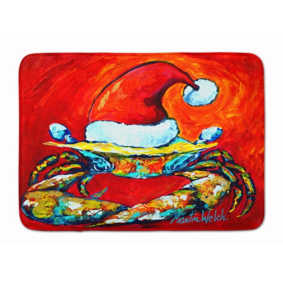 Carolines Treasures MW1169RUG Crab in Santa Hat Santa Claws Machine Washable Memory Foam Mat 19 X 27" multicolor