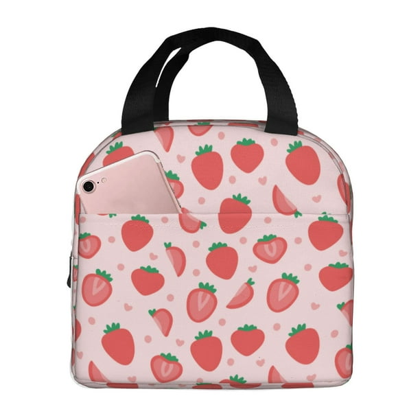 Easygdp Strawberry Bolsa Térmica Premium - Tela Oxford Impermeable, Gran Capacidad, Bolsillo Frontal, Unisex para Trabajo, Escuela, Actividades al Aire Libre y Picnics
