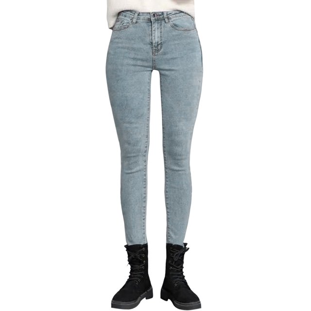 Jeans d'Hiver Taille Haute Doublés pour Femmes Extensible Chauds Ajustés Jeggings Confortables