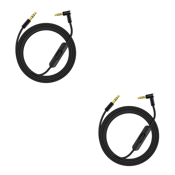 Bearachild Cable de auriculares macho a macho de 3,5mm, Control de línea de tableta, Cable de auriculares, accesorios de repuesto para Negro 2Conjunto