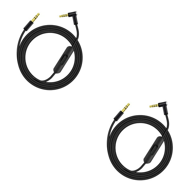 Bearachild Cable de auriculares macho a macho de 3,5mm, Control de línea de tableta, Cable de auriculares, accesorios de repuesto para Negro 2Conjunto