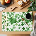 thumbnail image 2 of St. Patrick's Day Placemats Set of 4 Spring Green Lucky Four-leaf Grass Place Mats Indoor Wipeable Table Mats Washable Cloth Dining Table Placemats for Kitchen Holiday Party Home Decor 13x19 Inch, 2 of 9