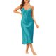 thumbnail image 2 of INSPIRAR CHIC Vestidos de Noche Largos de Satén para Mujeres con Escote en V y Tirantes de Espagueti, Pijamas de Seda, Talla XL, Azul Pavo Real, 2 of 6