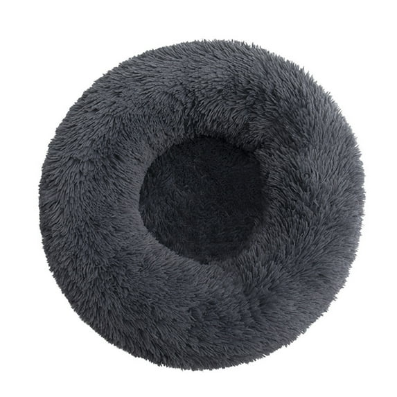 Mightlink Non-slip Bottom Thickened Solid Color Puppy Kennel Winter Round Long Plush Cat Bed Pet Supplies