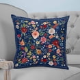 thumbnail image 4 of 26x26 Pillow Covers Set of 2, Navy Blue Flowers Throw Pillow Covers Decorative Couch Cushion Case, Spring Vintage Floral Leaves Farmhouse Microfiber Square Pillowcases for Bedroom Car Living Room, 4 of 7