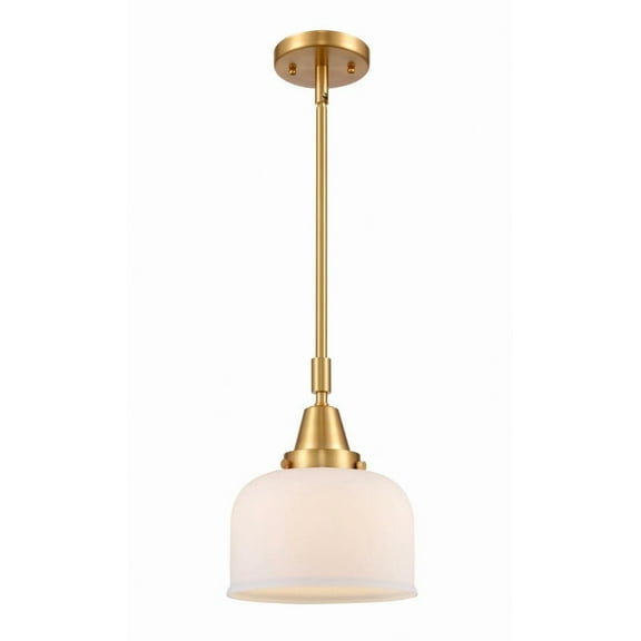 447-1S-SG-G71-Innovations Lighting-Bell - 1 Light Stem Hung Mini Pendant In Industrial Style-11.13 Inches Tall and 8 Inches Wide-Satin Gold
