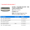 thumbnail image 2 of Air Filter - Compatible with 1987 - 1992 Cadillac Brougham Base 1988 1989 1990 1991, 2 of 2