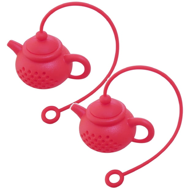Oleegame 2PC Produce Storage Details About Tea Infuser Strainer Silicone Tea Bag Leaf Filter Diffuser Red