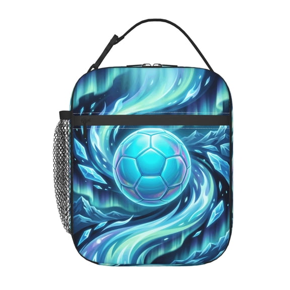 Soccer Insulated Lunch Box For Women Man, Portable Lunch Bag Reusable Cooler Tote For Office Work Travel Picnic Camping Beach