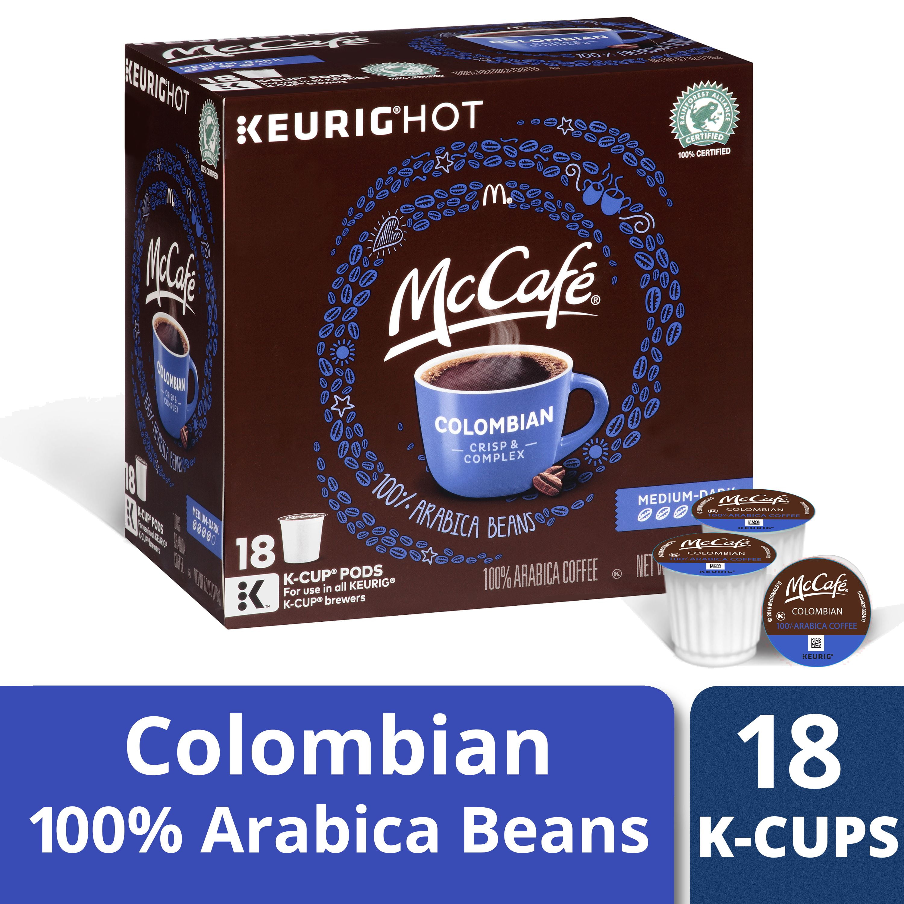 McCafe Colombian Coffee KCup Pods, Caffeinated, 18 ct 6.2 oz Box