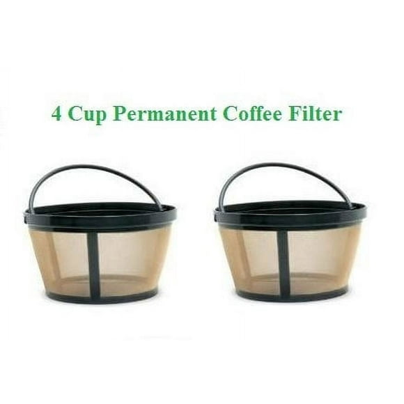 AMERTEER 4-Cup Basket Style Permanent Coffee Filters fits Mr. Coffee 4 Cup Coffeemakers Set of 2
