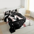 thumbnail image 3 of jejeloiu Letter M Monogrammed Full Size Comforter Sets,Baseball Sport Game Bedding Comforter Set,Black Splashing Ink Bedding Sets For Girls,Microfiber Room Decorative Reversible,3pcs, 3 of 8