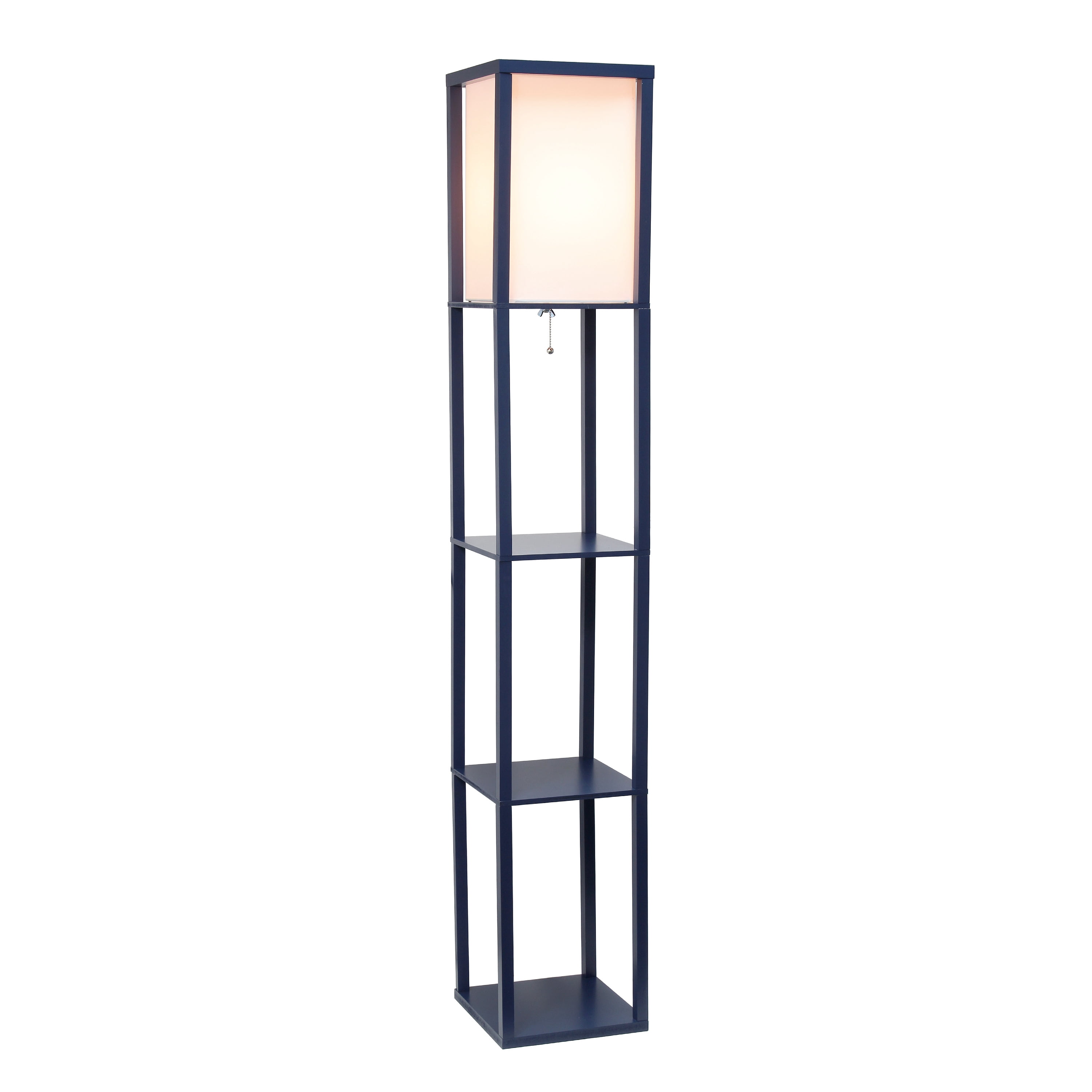 Creekwood Home 62.5" Contemporary 3-Tier Storage and Display Floor Lamp, Navy Blue