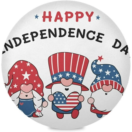 

Coolnut Independence Day Gnome Round Placemats for Dining Table Non-Slip Heat-Resistant Polyester Table Mats Set of 1 Washable Table Mats for Kitchen Dining Table Decoration (1146)